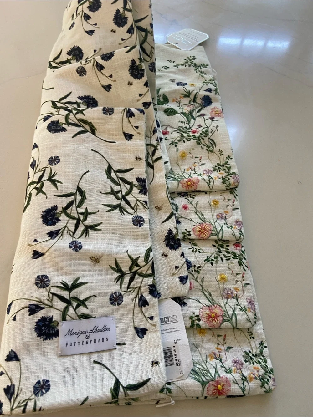 Pottery Barn Cream Floral Embroidered pillow covers - Set of 4